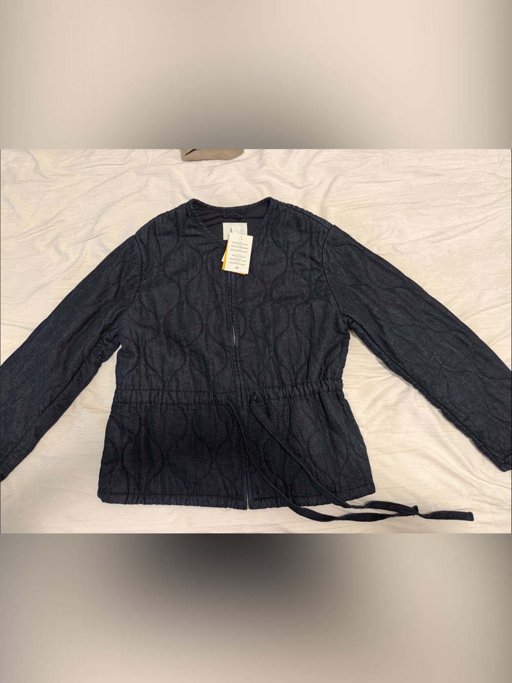 H&M Quilted Navy Zip Front Jacket